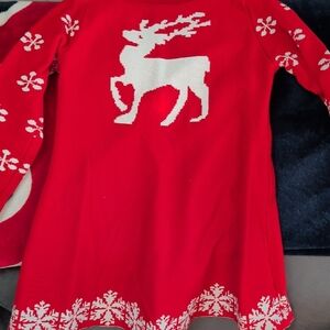 Red Reindeer Sweater Dress Girls Holiday Christmas